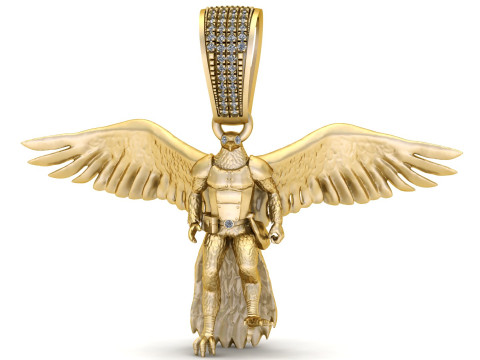 Golden Winged Warrior Pendant 3D Printable Model 3D Print Model