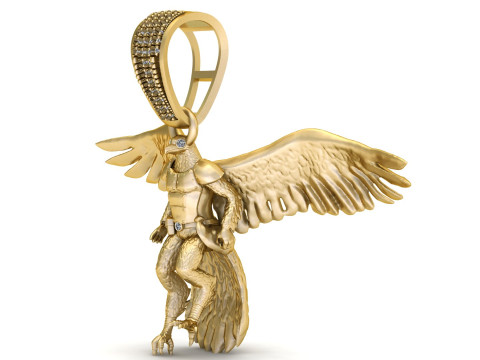 黄金の翼の戦士ペンダント 3D 印刷可能モデル 3Dプリントモデル