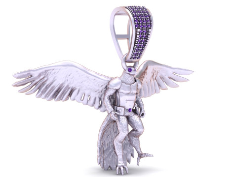 黄金の翼の戦士ペンダント 3D 印刷可能モデル 3Dプリントモデル