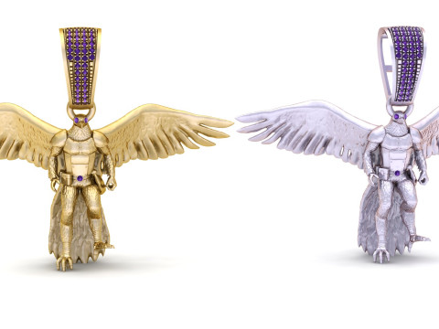 黄金の翼の戦士ペンダント 3D 印刷可能モデル 3Dプリントモデル