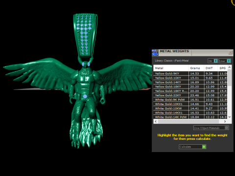 黄金の翼の戦士ペンダント 3D 印刷可能モデル 3Dプリントモデル