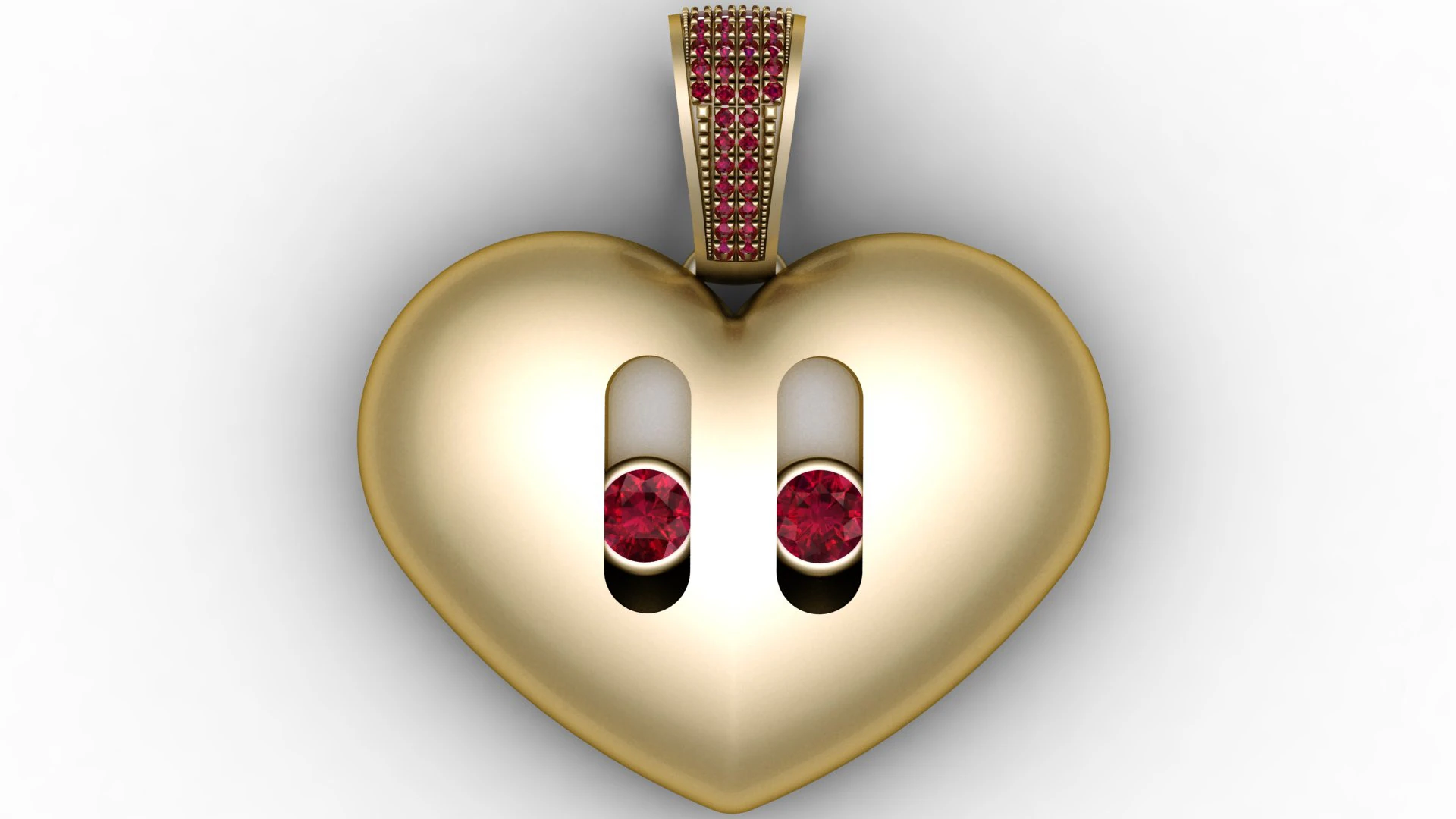 Golden Heart Ruby Pendant 3D Printable Model 3D Print Model .c4d .max .obj .3ds .fbx .stl .blend 