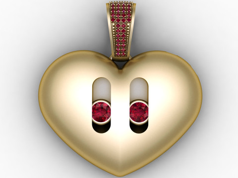 Rubinowy wisiorek ze złotym sercem Model do druku 3D Model do druku 3D
