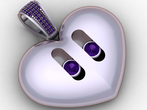 Modelo para impressão 3D de pingente de coração dourado Ruby Modelo de Impressão 3D