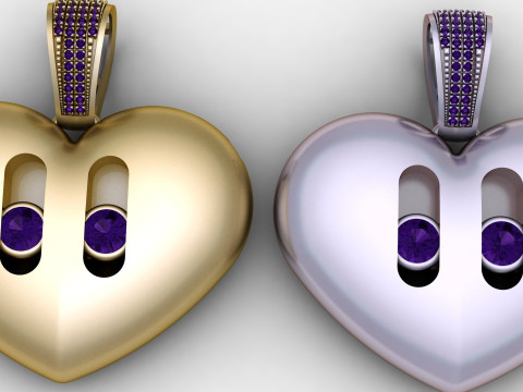 Modelo para impressão 3D de pingente de coração dourado Ruby Modelo de Impressão 3D