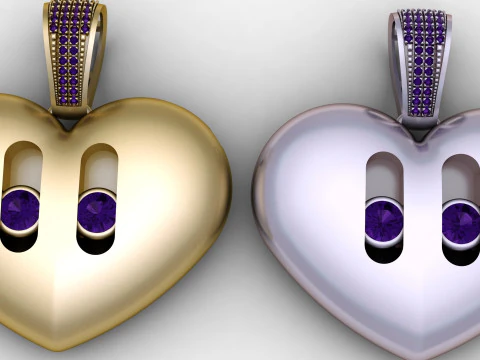 Golden Heart Ruby Pendant 3D Printable Model 3D Print Model