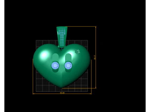 Golden Heart Ruby Pendant 3D Printable Model 3D Print Model