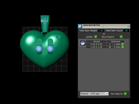 Modelo para impressão 3D de pingente de coração dourado Ruby Modelo de Impressão 3D