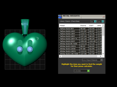 Modelo para impressão 3D de pingente de coração dourado Ruby Modelo de Impressão 3D