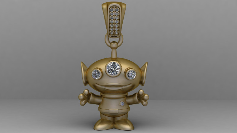 Złoty wisiorek z kosmitą Model do druku 3D Model do druku 3D .c4d .max .obj .3ds .fbx .stl .blend