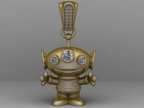 Golden Alien Pendant 3D Printable Model 3D Print Model
