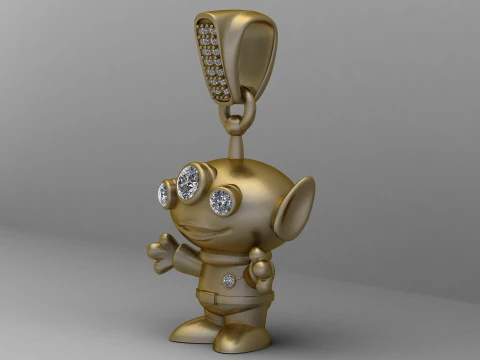 Golden Alien Pendant 3D Printable Model 3D Print Model
