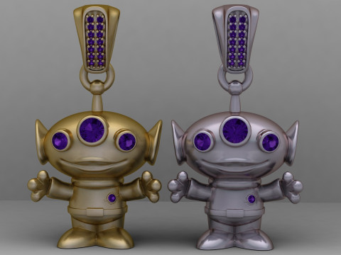 Złoty wisiorek z kosmitą Model do druku 3D Model do druku 3D