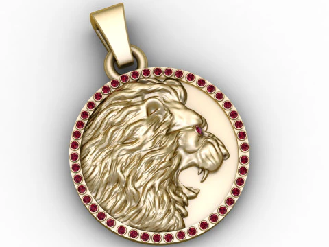 Golden Lion Head Pendant 3D Printable Model 3D Print Model