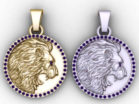 गोल्डन लायन हेड पेंडेंट 3डी प्रिंट करने योग्य मॉडल 3D प्रिंट मॉडल