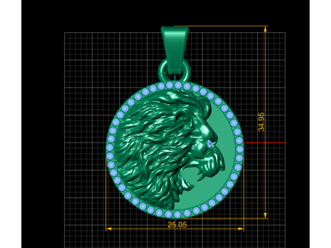 गोल्डन लायन हेड पेंडेंट 3डी प्रिंट करने योग्य मॉडल 3D प्रिंट मॉडल