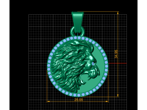 Golden Lion Head Pendant 3D Printable Model 3D Print Model