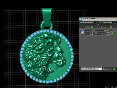 Golden Lion Head Pendant 3D Printable Model 3D Print Model