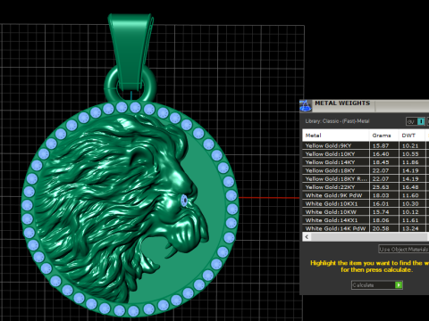 गोल्डन लायन हेड पेंडेंट 3डी प्रिंट करने योग्य मॉडल 3D प्रिंट मॉडल