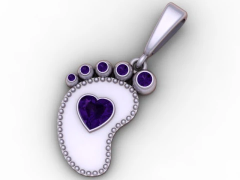 Golden Baby Footprint Heart Pendant 3D Printable Model 3D Print Model