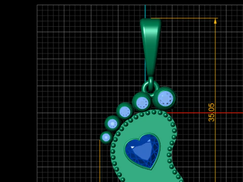 Golden Baby Footprint Heart Pendant 3D Printable Model 3D Print Model