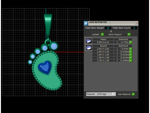 Golden Baby Footprint Heart Pendant 3D Printable Model 3D Print Model