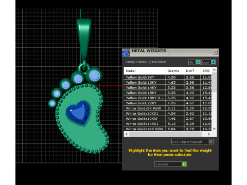 Golden Baby Footprint Heart Pendant 3D Printable Model 3D Print Model