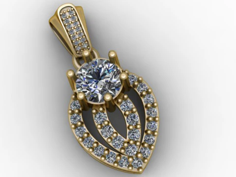 Golden Diamond Leaf Pendant 3D Printable Model 3D Print Model