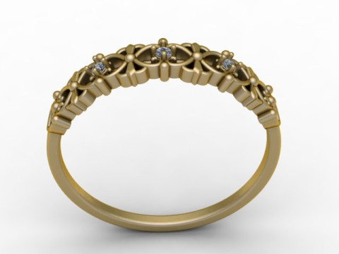 Modelo imprimible en 3D de anillo con patrón de corona dorada Modelo de impresión 3D