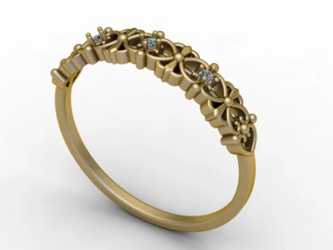 Golden Crown Pattern Ring 3D Printable Model 3D Print Model
