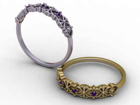 金皇冠图案戒指 3D 可打印模型 3D 打印模型