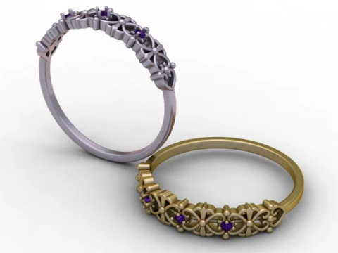 Golden Crown Pattern Ring 3D Printable Model 3D Print Model