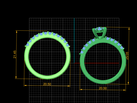 Set Cincin Kawin Berlian Model Cetak 3D Model Cetak 3D