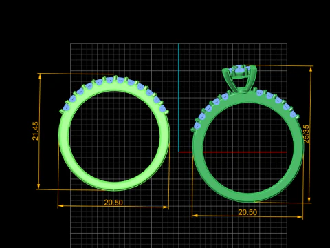 Diamond Wedding Ring Set 3D Printable Model 3D Print Model