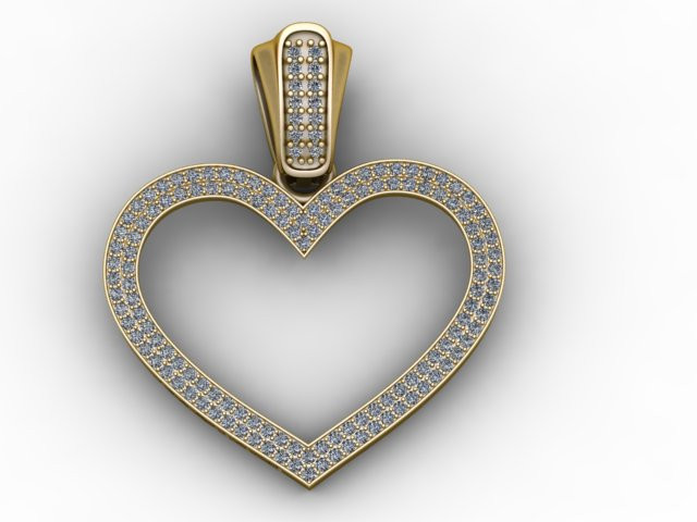 钻石心形吊坠 3D 打印模型 3D 打印模型 .c4d .max .obj .3ds .fbx .stl .blend