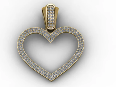 Кулон с бриллиантовым сердцем 3D модель для печати 3D Принт Модель