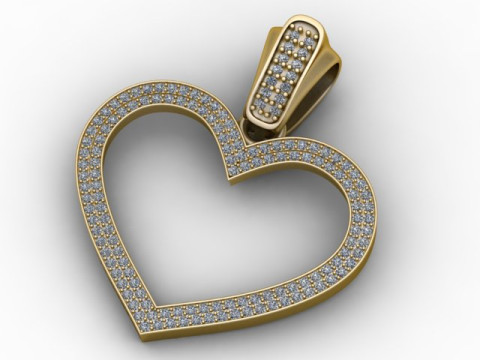 钻石心形吊坠 3D 打印模型 3D 打印模型