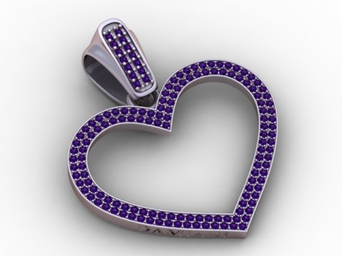 钻石心形吊坠 3D 打印模型 3D 打印模型