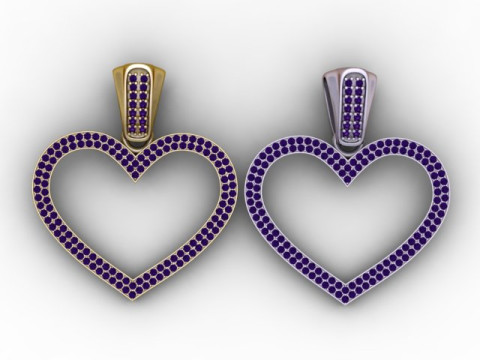 钻石心形吊坠 3D 打印模型 3D 打印模型