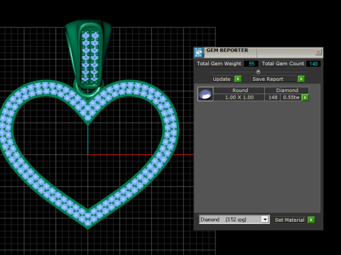 钻石心形吊坠 3D 打印模型 3D 打印模型