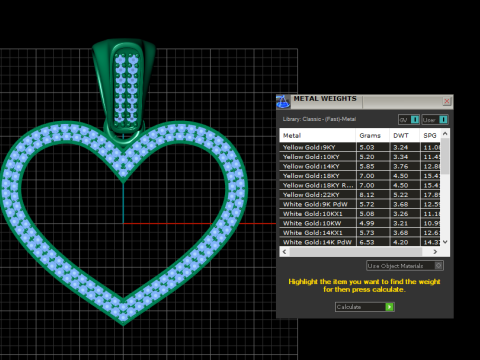 钻石心形吊坠 3D 打印模型 3D 打印模型