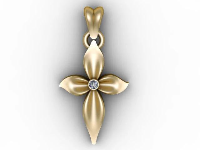 Marquise-Shaped Gold Cross Pendant 3D Printable Model 3D Print Model .c4d .max .obj .3ds .fbx .stl .blend
