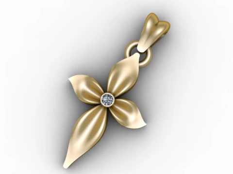 Marquise-Shaped Gold Cross Pendant 3D Printable Model 3D Print Model