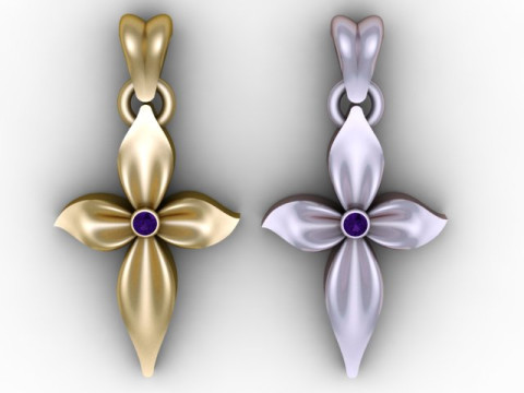 Model Cetak 3D Liontin Salib Emas Berbentuk Marquise Model Cetak 3D