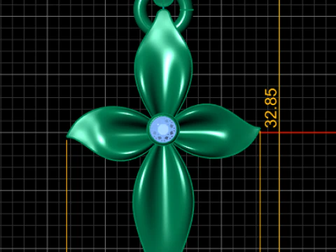 Marquise-Shaped Gold Cross Pendant 3D Printable Model 3D Print Model