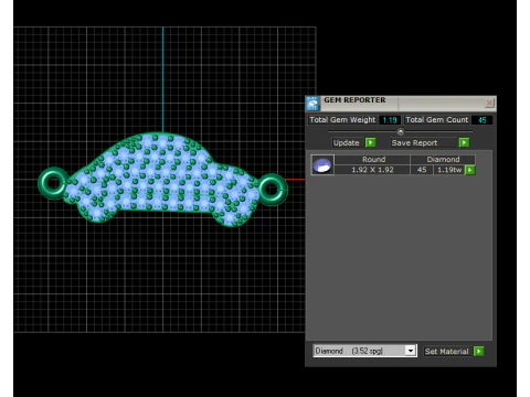 Cubic Zircon Pav Car Charm 3D Printable Model 3D Print Model