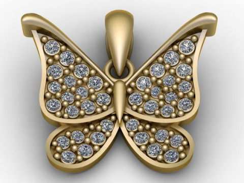 Wisiorek z diamentowym motylem Model do druku 3D Model do druku 3D
