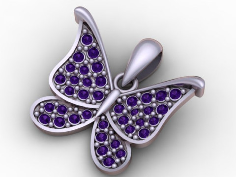 Подвеска с бриллиантовой бабочкой 3D модель для печати 3D Принт Модель
