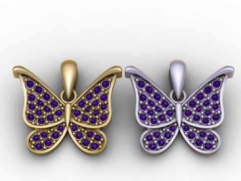 Подвеска с бриллиантовой бабочкой 3D модель для печати 3D Принт Модель