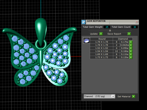 Подвеска с бриллиантовой бабочкой 3D модель для печати 3D Принт Модель